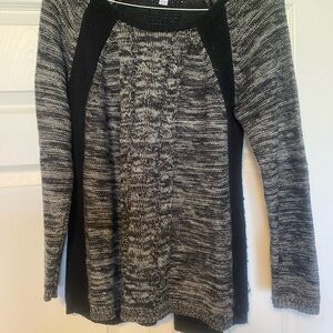 Great Northwest Clothing Company Black and Gray Marled Cable Scoop Neck Sweater